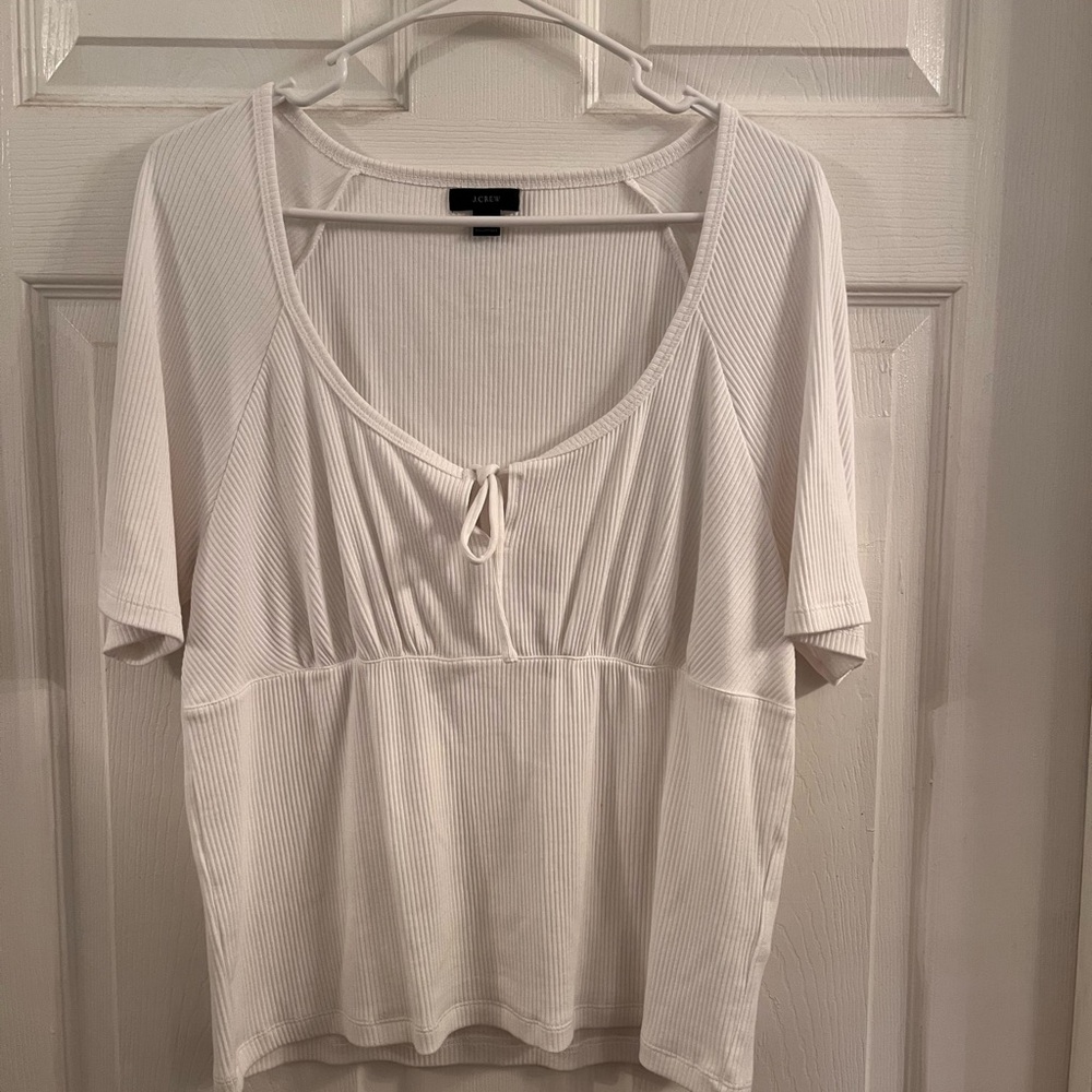 J. Crew Cream Ribbed Blouse